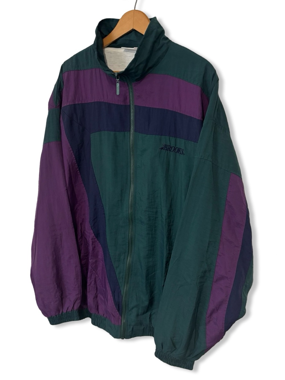 Vintage 90s Brooks Green & Purple Windbreaker Jacket